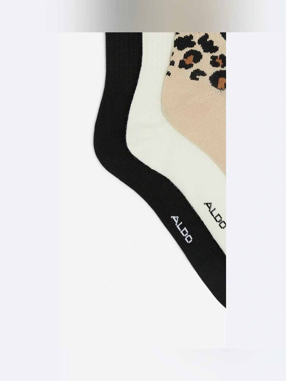 #3261**ALDO Crew Socks in Beige, Black and Brown Leopard Print